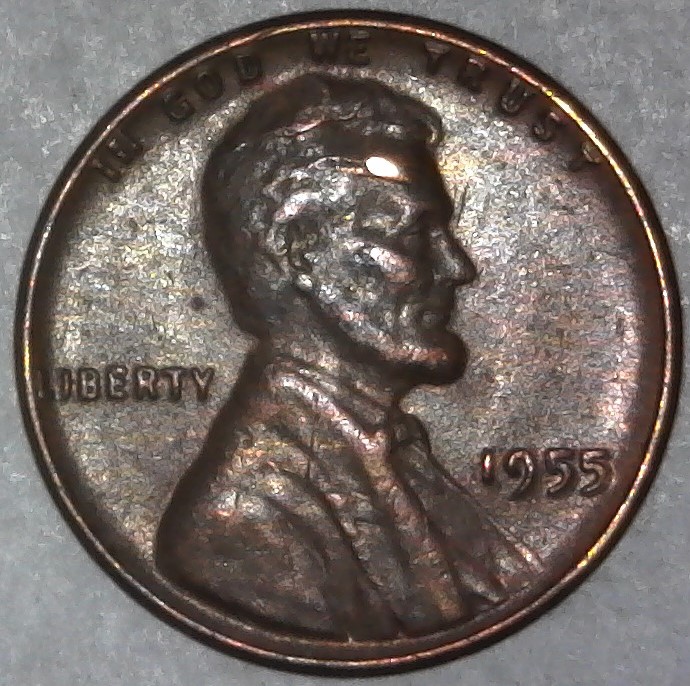 1955-P-Lincoln-Wheat-Cent-With-Nice-Retained-Interior-Die-Break-On-Head!